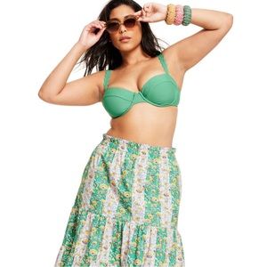 Rhode Bikini Swimsuit Green Scalloped Straps 26